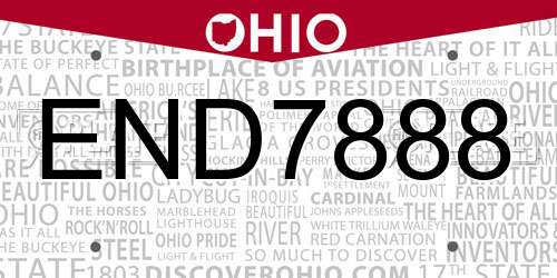 END7888 Ohio License Plate