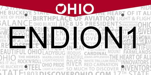 ENDION1 Ohio License Plate