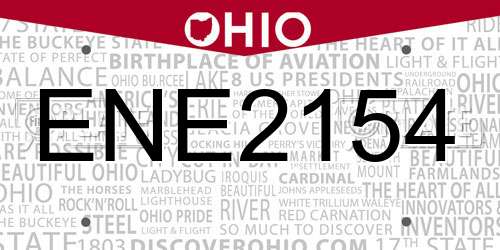 ENE2154 Ohio License Plate