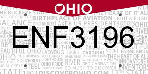 ENF3196 Ohio License Plate