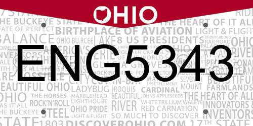 ENG5343 Ohio License Plate