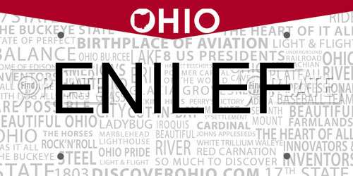 ENILEF Ohio License Plate