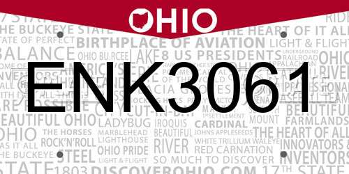 ENK3061 Ohio License Plate