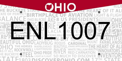 ENL1007 Ohio License Plate