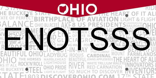 ENOTSSS Ohio License Plate