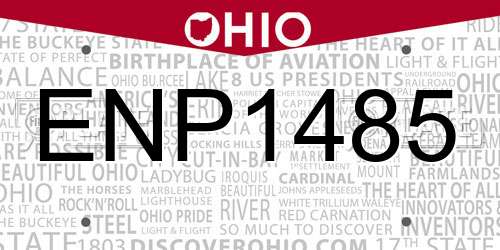 ENP1485 Ohio License Plate