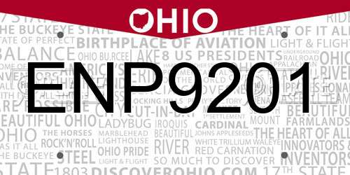 ENP9201 Ohio License Plate