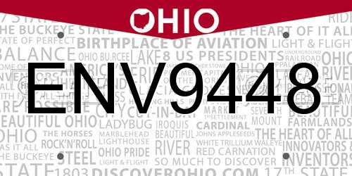 ENV9448 Ohio License Plate