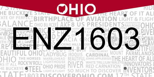 ENZ1603 Ohio License Plate