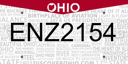 ENZ2154 Ohio License Plate