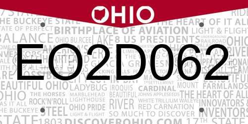 EO2D062 Ohio License Plate