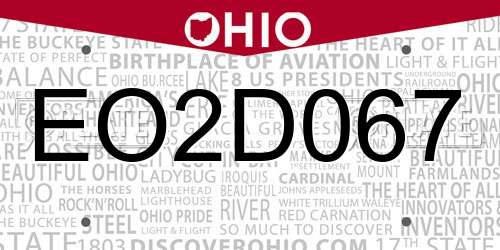 EO2D067 Ohio License Plate