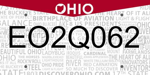 EO2Q062 Ohio License Plate