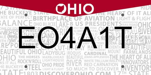 EO4A1T Ohio License Plate