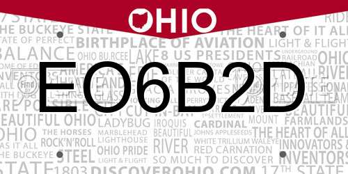 EO6B2D Ohio License Plate