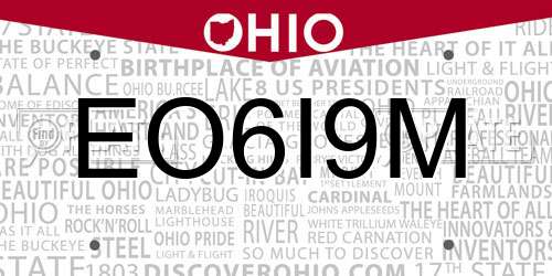 EO6I9M Ohio License Plate