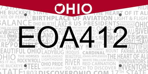 EOA412 Ohio License Plate