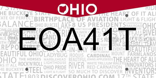 EOA41T Ohio License Plate