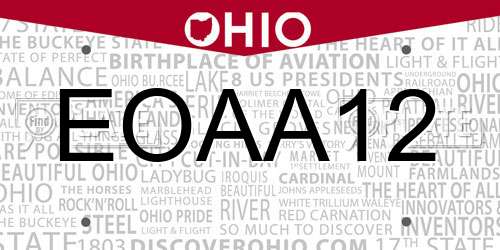 EOAA12 Ohio License Plate