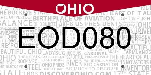 EOD080 Ohio License Plate