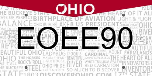 EOEE90 Ohio License Plate