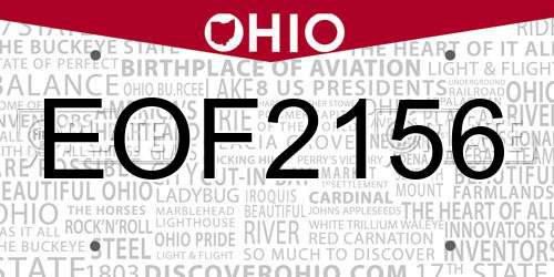 EOF2156 Ohio License Plate