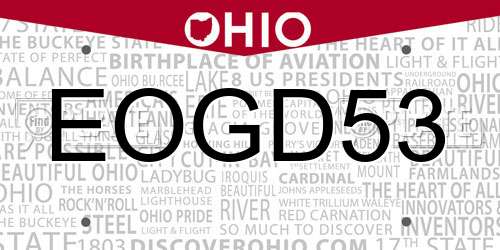 EOGD53 Ohio License Plate