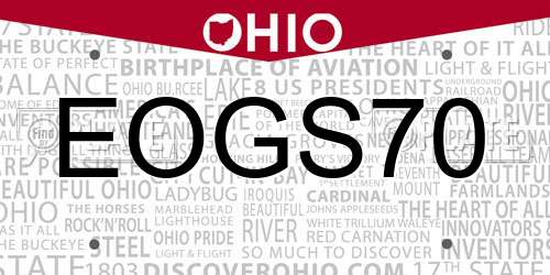 EOGS70 Ohio License Plate