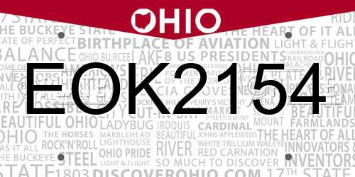 EOK2154 Ohio License Plate