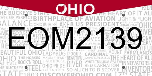 EOM2139 Ohio License Plate