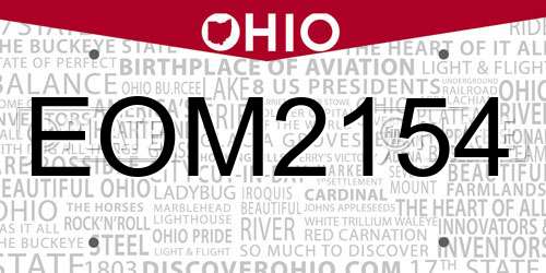 EOM2154 Ohio License Plate