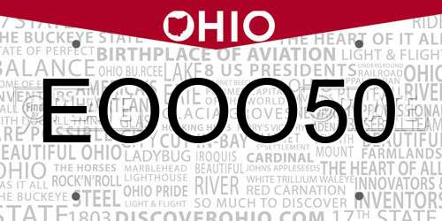 EOOO50 Ohio License Plate