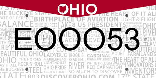 EOOO53 Ohio License Plate