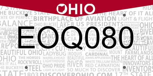EOQ080 Ohio License Plate
