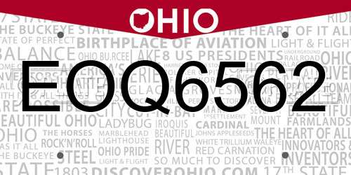 EOQ6562 Ohio License Plate