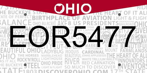 EOR5477 Ohio License Plate