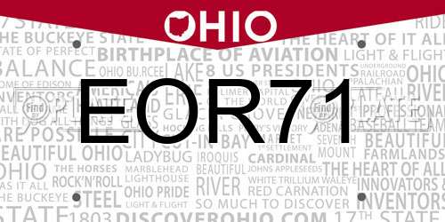 EOR71 Ohio License Plate