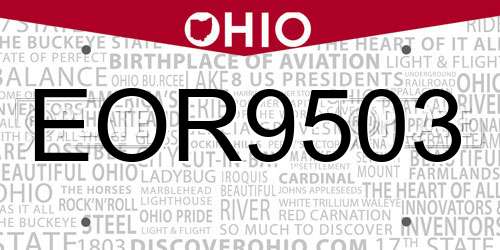 EOR9503 Ohio License Plate