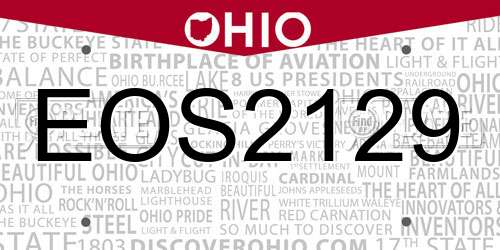 EOS2129 Ohio License Plate