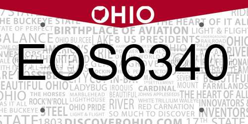 EOS6340 Ohio License Plate