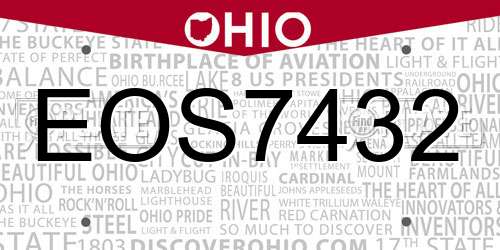 EOS7432 Ohio License Plate