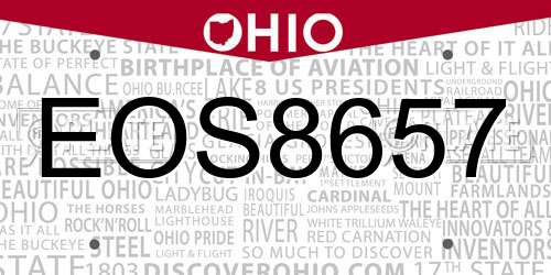 EOS8657 Ohio License Plate