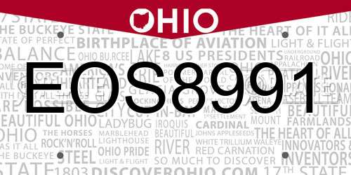 EOS8991 Ohio License Plate