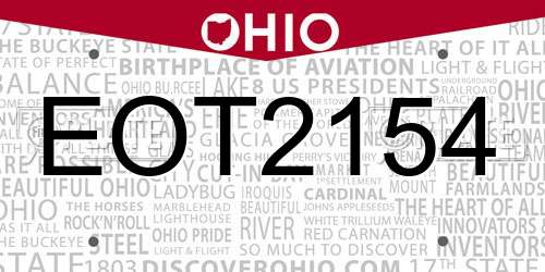 EOT2154 Ohio License Plate