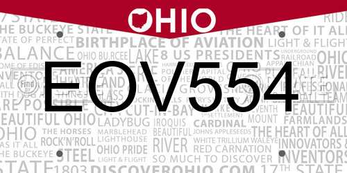 EOV554 Ohio License Plate
