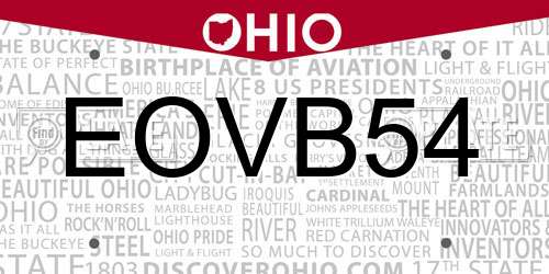 EOVB54 Ohio License Plate