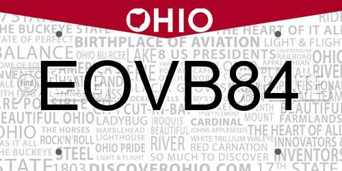 EOVB84 Ohio License Plate