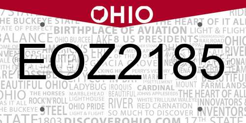 EOZ2185 Ohio License Plate
