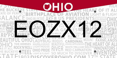 EOZX12 Ohio License Plate