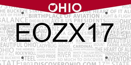 EOZX17 Ohio License Plate